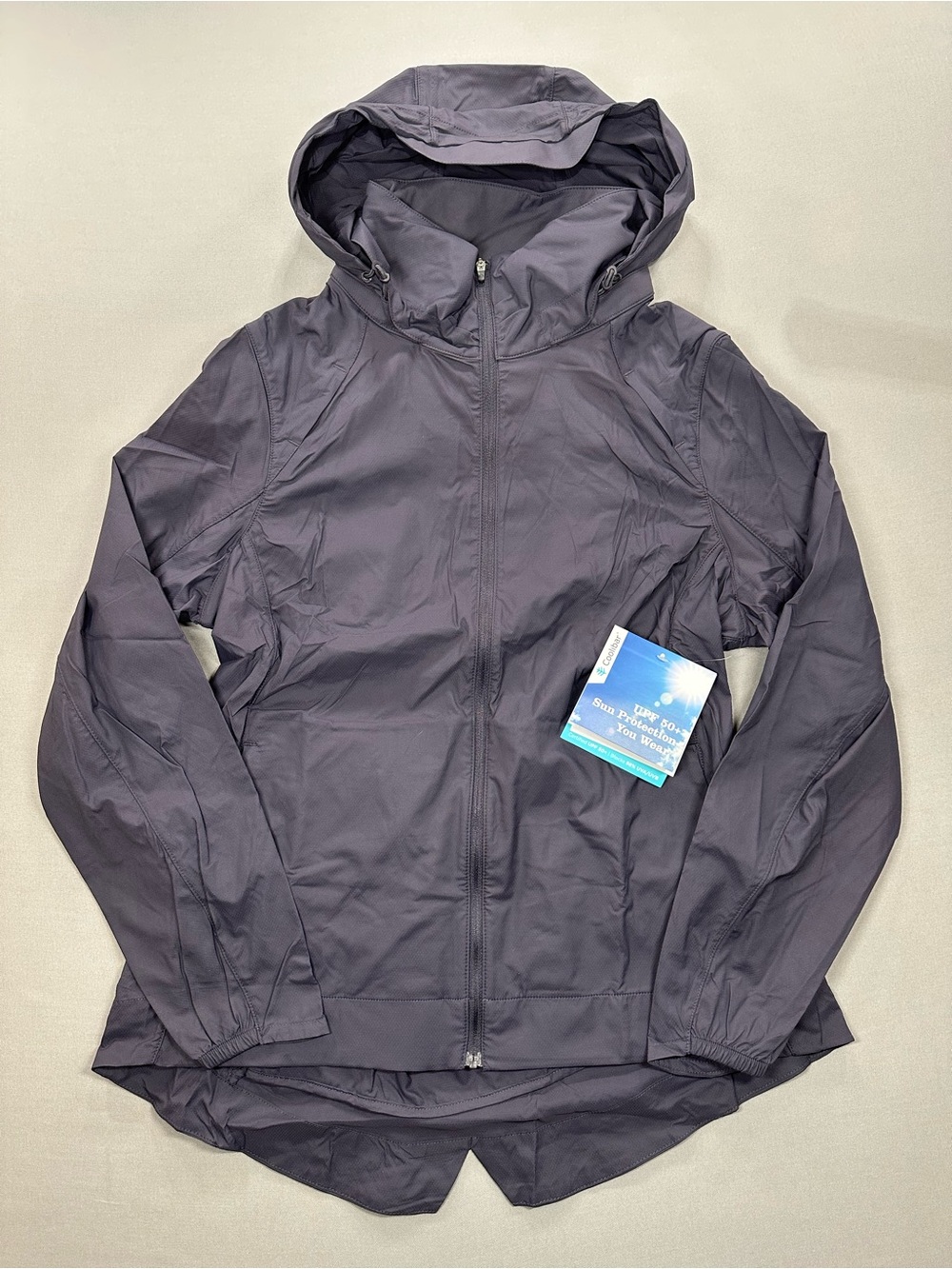 NWT Coolibar Jura Packable Jacket, Attached Hood Packs Into Collar - Womens XS